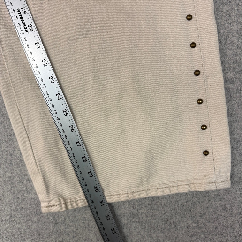 Old Navy High-Rise Baggy Wide Leg Pants Size 12 Beige Studded Side Seam Denim - Picture 7 of 11